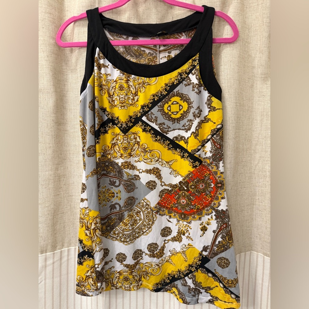 Milani Yellow and Black Patterned Tunic